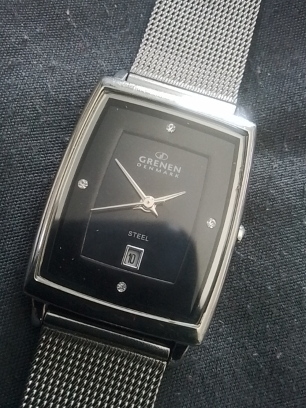 GRENEN Denmark Stainless Steel Mesh Watch - Black Dial